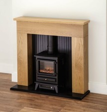 Electric fire stove oak mantle - electric,