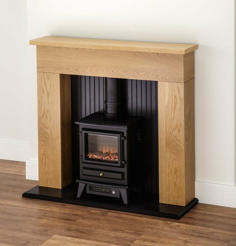 Electric fire stove oak mantle - electric,