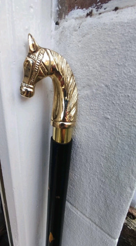 Brass horse head wooden - horse,
