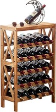 Free Standing Oak Wine Rack 40 Bottle Storage Shelf Solid Wood Floor Stand Bar