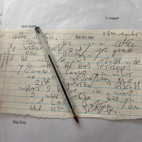 Reg kray hand written - ,