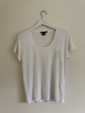 Women’s Y2k Ralph Lauren Sport White Cotton V Neck T Shirt Size Small