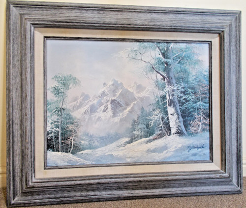 Vintage winter mountain scene - mountain,