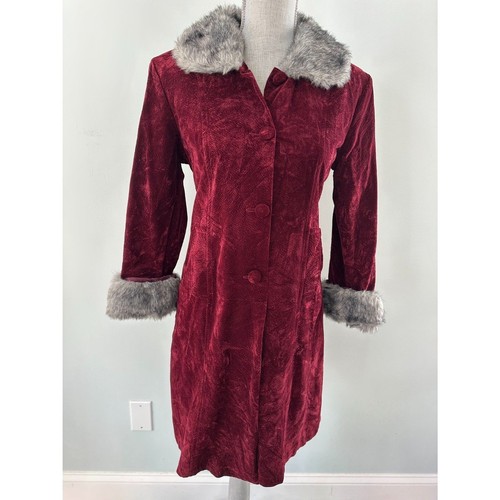90s vintage red velvet - red, coat