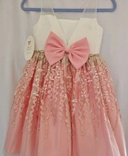 NWOT American Couture Princess Dress Pearl Sequin Tulle Girl Sz 8 Pink Wedding