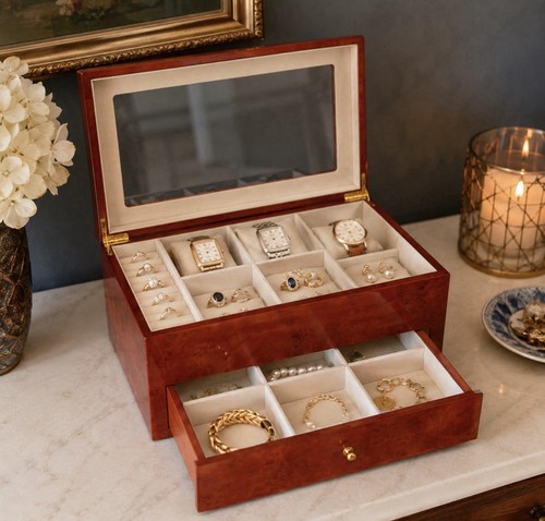 Vintage burl wood - jewelry, box