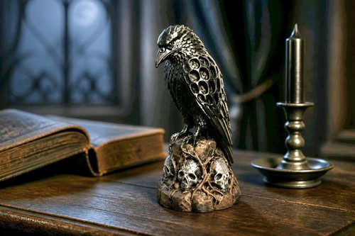 Gothic raven skull - gothic, perch