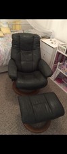 Stressless Leather Recliner Swivel Chair and Footstool