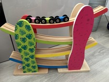 ELC Wooden Click Clack Track Ramp Toy Playset With 3 Cars  - 100% Complete