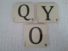 Set of Bluebell Scrabble Tile Letter Alphabet Coasters