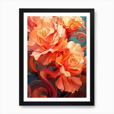 Nouveau Roses Art Print Framed
