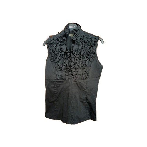 Black cotton sleeveless zip - black,