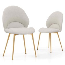 COSTWAY Dining Chairs Set of 2 Upholstered Accent Chairs w/ Curved Backrest