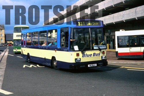 35mm slide blue buses dennis - slide,