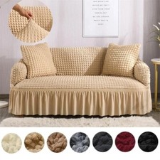 Ruffled Seersucker Sofa Cover