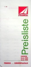 274614) Frankia Caravan Motorhome-Price List-Brochure 01/1985