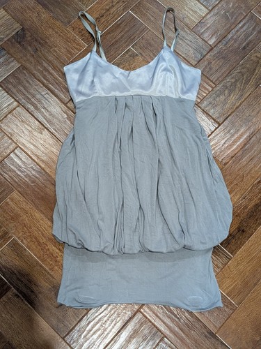 Grey satin bubble elastic hem - bubble,