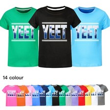 Boys Girls Yeet T-shirts Kids Summer 100% Cotton Casual Tops Short Sleeve Tee