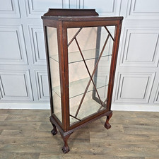 Antique Mahogany Display Cabinet – Glass - Ball & Claw Feet – Chippendale Style