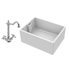 Single Bowl Fireclay Belfast Sink with French Classic Mixer Tap