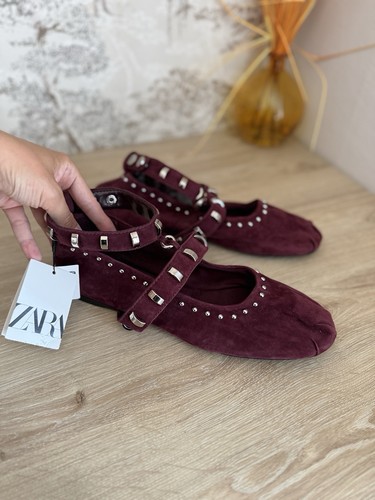 Zara burgundy suede studded