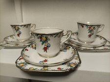 Art Deco Bone China 3x Trio