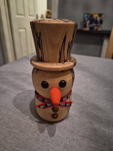 Hand turned wooden snowman - wooden,