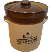 Vintage Harrods Blue Stilton Cheese Dish Ceramic with Lid T G Green England