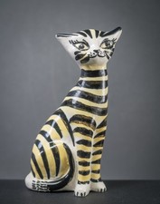 Striped Scoop Head Cat Figurine with Tigris Flair Mid Century 1950's-60's