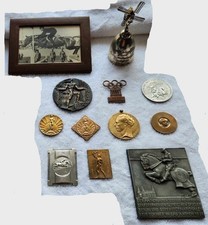 Hitler Berlin 1936 Summer Olympics Medal w Rare Medals + Trophy - Equestrian WW2