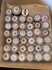 Job Lot 39 Sylko Wooden Reel Sewing Threads Cottons VGC VINTAGE