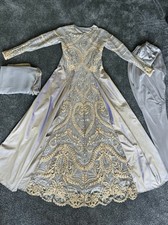 Grey Maxi Asian Dress Gold