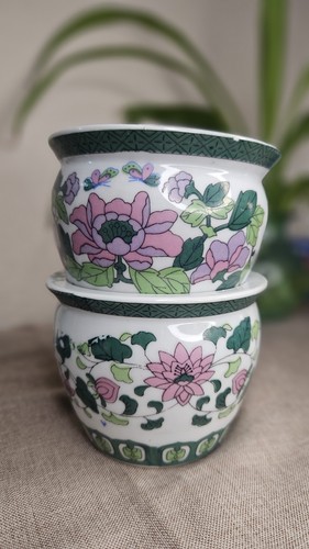 Vintage oriental plant pots - vintage,