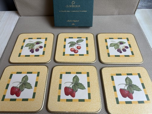 Cloverleaf fruit coasters - fruit, x6