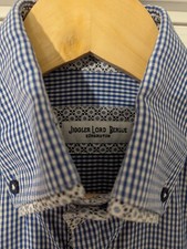 Jiggler Lord Berlue 100% Cotton Blue Gingham Men’s Shirt Size Medium
