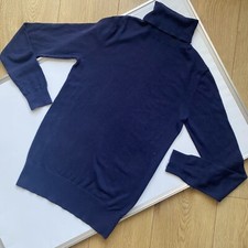 Size 6 8 Cotton Wool mix Navy Roll neck Jumper Top Boden long sleeve turtleneck
