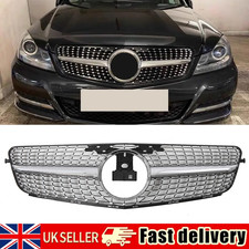 FOR MERCEDES BENZ C-CLASS W204 S204 C204 GRILL GRILLE SILVER CHROME 2008-2014