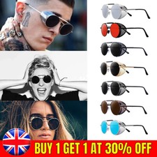 Polarised Steampunk Sunglasses Mens Brand Design Vintage Round UV400 Sun glasses