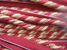 FLANGED FABRIC PIPING CORD BURGUNDY RED TRIM DECORATIVE CURTAIN CORD PER METRE  