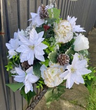 10 Inch Christmas Hanging basket with artificial flowers