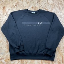 Vintage Sergio Tacchini Black Sweatshirt Big Logo Jumper XL