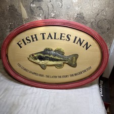 Vtg Wood Sign 3D FISH TALES
