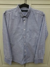 Men's 'French Connection ' Blueish Grey White Striped, Cotton Shirt  Size M