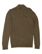 HOLLISTER Mens Zip Neck Jumper Sweater Small Green BT07