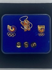 Seoul 1988 Olympic Games pin badges set of 3 in presentation case