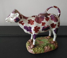 Early 19th Century Welsh Cambrian, Swansea Style Purple Lustre Cow Creamer, a/f