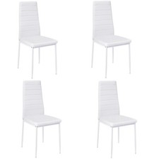 4/6x White Dining Chairs Faux