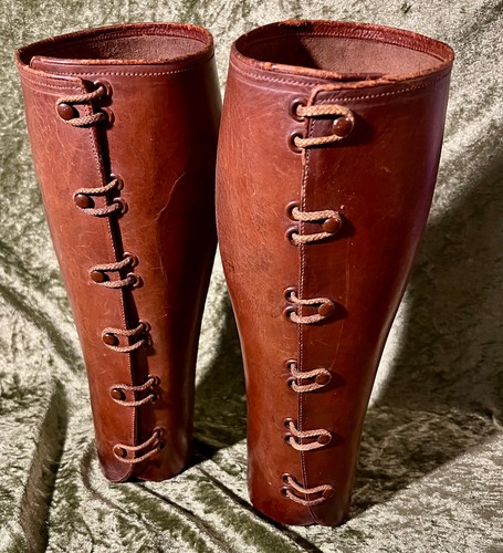 Pair antique tan - of, leather