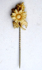 Victorian Carved Hat Pin / Lapel Pin.  approx 74 mm in length.