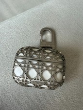 Dior AirPods Case – Steel Cannage Design with Carabiner Clip (Luxury Edition)